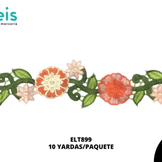 GUIPIUR BORDADO PLANO ELT899 MULTICOLOR 5 CM 10 YARDAS/PAQUETE