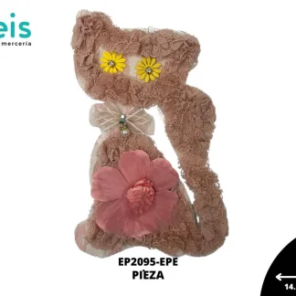 PARCHES BORDADOS Y ESTAMBRE GATO CON RELLENO DE FLORES EP2095-EPE 14.5cmX22cm ROSA