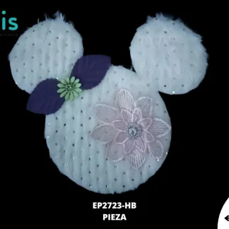 PARCHES BORDADOS Y ESTAMBRE MICKEY CON FLOR EP2723-HB 18cmX15.5cm BLANCO