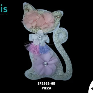 PARCHES BORDADOS Y ESTAMBRE GATO DE FLORES EP2962-HB 14cmX22.3cm BLANCO