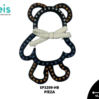 PARCHES PEDRERIA SILUETA OSO CUERPO COMPLETO CON MOÑO EP3209-HB NEGRO