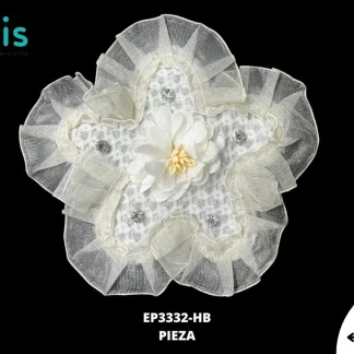 PARCHES BORDADOS Y ESTAMBRE FLOR TULL EP3332-HB 14cmX14cm BLANCO