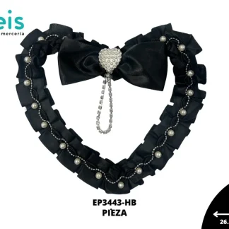 PARCHES PEDRERIA SILUETA DE CORAZON CON MOÑO EP3443-HB NEGRO
