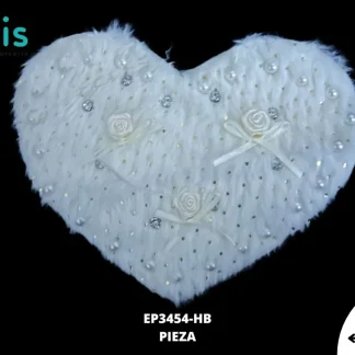 PARCHES PEDRERIA CORAZON PELUCHE CON MOÑO EP3454-HB BLANCO