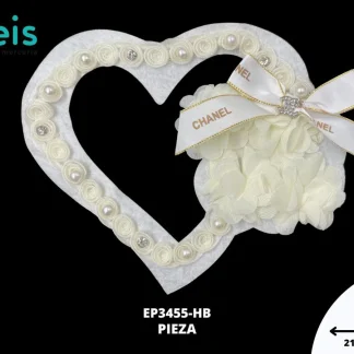 PARCHES PEDRERIA SILUETA CORAZON CON FLOR EP3455-HB BLANCA