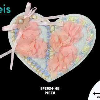 PARCHES BORDADOS Y ESTAMBRE CORAZON CON FLORES TULL EP3634-HB 20cmX16cm