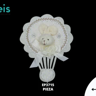 PARCHES BORDADOS Y ESTAMBRE OSO EN GLOBO EP3715 17cmX21.5cm HUESO