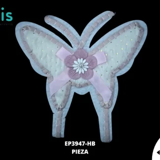PARCHES BORDADOS Y ESTAMBRE MARIPOSA CON FLOR EP3947-HB 19.5cmX19.5cm BLANCO