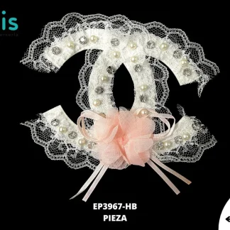 PARCHES PEDRERIA CHANEL FLOR ROSA TUL EP3967-HB BLANCO