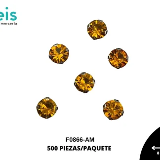 REMACHES METAL PIEDRA COSTURA F0866-AM 8mm 500 PZ/PQT AMARILLO