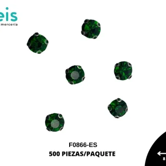 REMACHES METAL PIEDRA COSTURA F0866-ES 8mm 500 PZ/PQT ESMERALDA