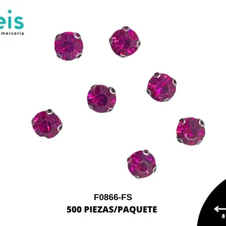 REMACHES METAL PIEDRA COSTURA F0866-FS 8mm 500 PZ/PQT FUCSIA