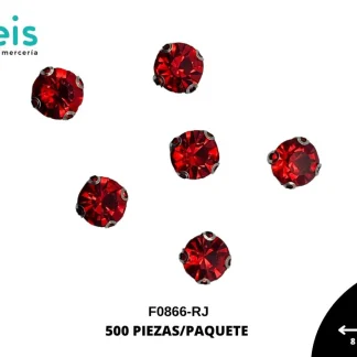 REMACHES METAL PIEDRA COSTURA F0866-RJ 8mm 500 PZ/PQT ROJO
