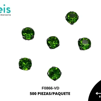 REMACHES METAL PIEDRA COSTURA F0866-VD 8mm 500 PZ/PQT VERDE