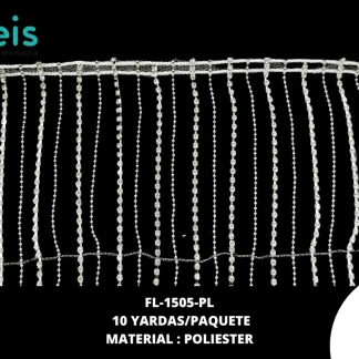 FLECO PIEDRA 10CM FL-1505-PL 10 YDS/PQT BLANCO+PLATA