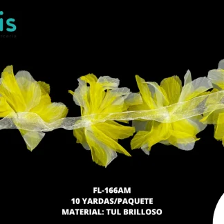 FLOR TULL ORQUIDEA 14 CM FL-166AM 10 YDS/PQT (YD=10 FLORES) AMARILLO