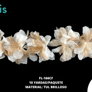 FLOR TULL ORQUIDEA 14 CM FL-166CF 10 YDS/PQT (YD=10 FLORES) CAFÉ