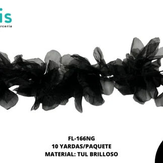 FLOR TULL ORQUIDEA 14 CM FL-166NG 10 YDS/PQT (YD=10 FLORES) NEGRO