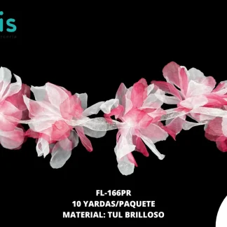 FLOR TULL ORQUIDEA 14 CM FL-166PR 10 YDS/PQT (YD=10 FLORES) PALO DE ROSA