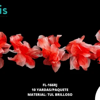 FLOR TULL ORQUIDEA 14 CM FL-166RJ 10 YDS/PQT (YD=10 FLORES) ROJO