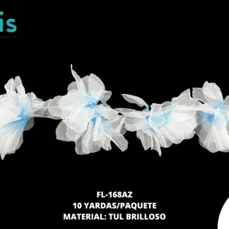 FLOR TULL ORQUIDEA 14 CM FL-168AZ 10 YDS/PQT (YD=10 FLORES) AZUL