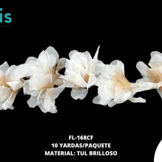 FLOR TULL ORQUIDEA 14 CM FL168CF 10 YDS/PQT (YD=10 FLORES) CAFÉ