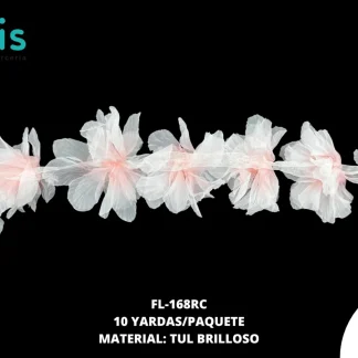 FLOR TULL ORQUIDEA 14 CM FL-168RC 10 YDS/PQT (YD=10 FLORES) ROSADO+CRISTAL