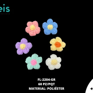 FLOR LANA SURTIDO 7.0 CM 60 PZ/PQT MULTICOLOR