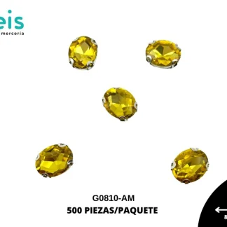 REMACHES METAL PIEDRA COSTURA OVALAO G0810-AM 8mmX10mm 500 PZ/PQT AMARILLO