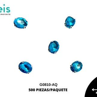REMACHES METAL PIEDRA COSTURA OVALAO G0810-AQ 8mmX10mm 500 PZ/PQT AQUA