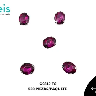 REMACHES METAL PIEDRA COSTURA OVALAO G0810-FS 8mmX10mm 500 PZ/PQT FUCSIA