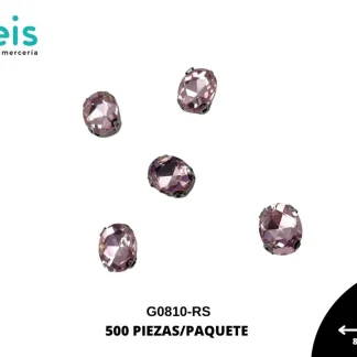 REMACHES METAL PIEDRA COSTURA OVALAO G0810-RS 8mmX10mm 500 PZ/PQT ROSA