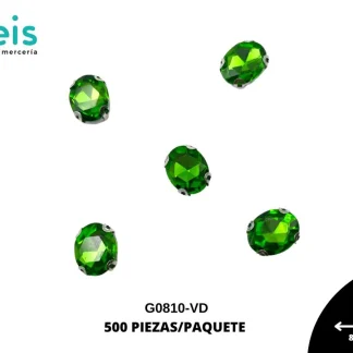 REMACHES METAL PIEDRA COSTURA OVALAO G0810-VD 8mmX10mm 500 PZ/PQT VERDE