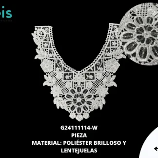 CUELLO POLIESTER CON LENTEJUELA G24111114-W 25 PZ/PQT BLANCO