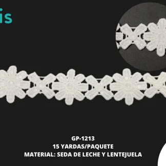 GUIPIUR SEDA DE LECHE CON LENTEJUELA 3.5 CM 1213 15 YAD/PZ BLANCO