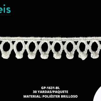 GUIPIUR POLIESTER BRILLOSO PLANO GP-1631-BL BLANCO 1.3 CM 30 YARDAS/PAQUETE