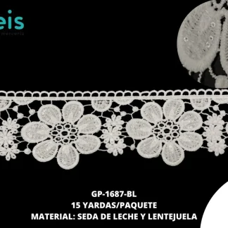 GUIPIUR SEDA DE LECHE CON LENTEJUELA GP-1687-BL 15 YDS/PQT BLANCO