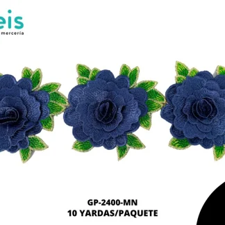 GUIPIUR BORDADO 3D GP-2400-MN MARINO 12 CM 10 YARDAS/PAQUETE