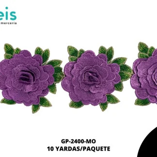 GUIPIUR BORDADO 3D GP-2400-MO MORADO 12 CM 10 YARDAS/PAQUETE