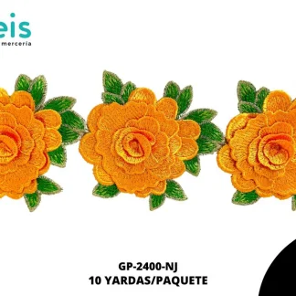 GUIPIUR BORDADO 3D GP-2400-NJ NARANJA 12 CM 10 YARDAS/PAQUETE