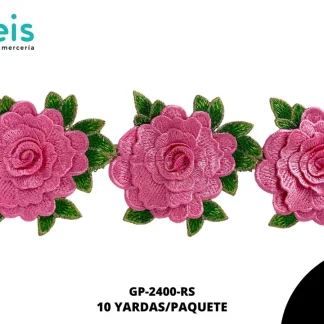 GUIPIUR BORDADO 3D GP-2400-RS ROSA 12 CM 10 YARDAS/PAQUETE