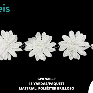 GUIPIUR POLIESTER BRILLOSO 3D GP076BL-P BLANCO 10 CM 15 YARDAS/PAQUETE