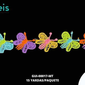 GUIPIUR BORDADO PLANO GUI-00017-MT MULTICOLOR 2.5 CM 15 YARDAS/PAQUETE