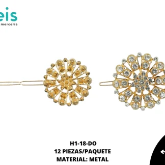 BROCHE METALICO DORADO CRISTAL H1-18-DO 12PZ/PQT