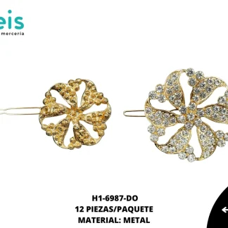 BROCHE METALICO DORADO CRISTAL H1-6987-DO