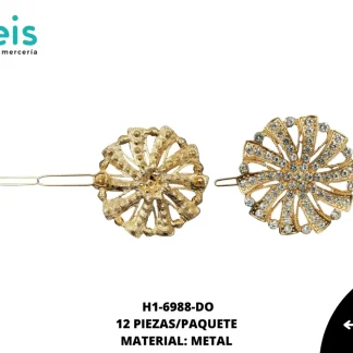 BROCHE METALICO DORADO CRISTAL H1-6988-DO