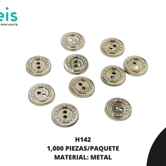 BOTON PLASTICO 2 HUECOS H142 20L (12.5mm) 1,000 PZ/PQT DORADO