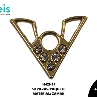 PLACA ZAMAK DECORADO V 50 PZ/PQT H42H14 DORADO