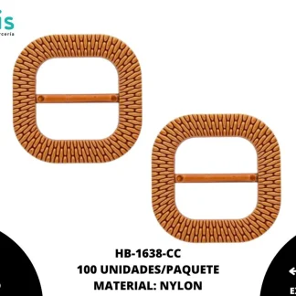 HEBILLA NYLON CUADRADA HR-1638-CC 4CM CAFÉ 100 U/PAQUETE