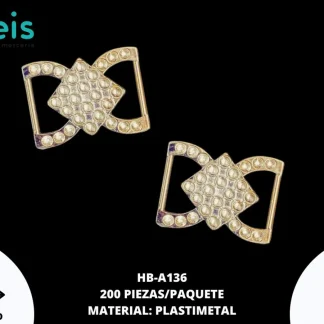 HERRAJE PLASTIMETAL 39 X 29 MM 200PZ/PAQUETE HB-A136 ORO ROSADO